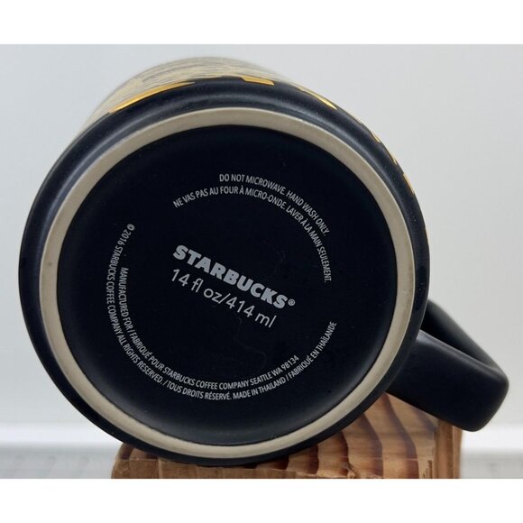 Vintage Starbucks Coffee Mug 14 Oz Aged Sumatra Black & Gold w/Sailing Ship - Picture 6 of 7